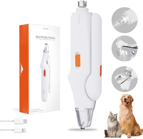 CATPICK 2-in-1 Cat Nail Clippers & Dog Nail Clippers Trimmers for Large Medium Small Dogs Cats Claw Trimmer Quick Sensor and Safety Guard USB Rechargeable with 2 LED Lights Dogs Nail Trimmer