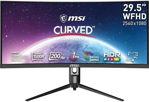 MSI Optix MAG342CQR 1500R Curvature 21:9 Aspect Ratio Narrow Bezel 1ms 3440x1440(UWQHD) 144Hz Refresh Rate Tilt/Swivel/Height/Pivot Adjustment 34" AMD Freesync Gaming Curved Monitor, Black, Pack of 1