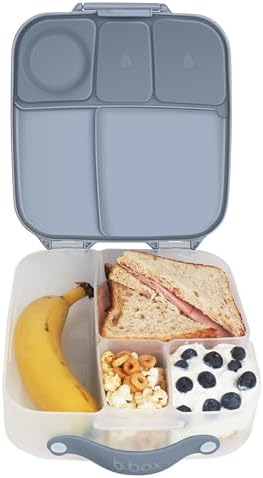 b.box 5-Compartment bento Style Lunch Box for Kids, Toddlers, Childrens, BPA-Free Food Storage Container with Cooler Pack, ON-The-GO Food Box with Handles Included Custom Divider, Lemon Twist