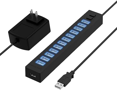 SABRENT USB hub, USB Adapter 2.0, 4 Port USB Extension with ON/Off switches, Multiple USB Splitter for SSD, PS4 PS5, PlayStation 5, Laptop, PC, Printer, MacBook, USB Stick, Notebook (HB-UMLS)