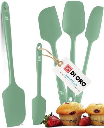 DI ORO Silicone Spatula Set - Rubber Kitchen Spatulas for Baking, Cooking, & Mixing - 600°F Heat-Resistant & BPA Free Silicone Scraper Spatulas for Nonstick Cookware - Dishwasher Safe (5pc, Black)