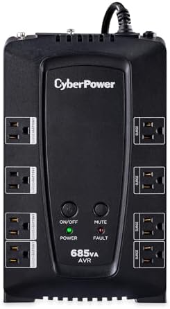 CyberPower CP685AVRG AVR UPS System, 685VA/390W, 8 Outlets, Compact