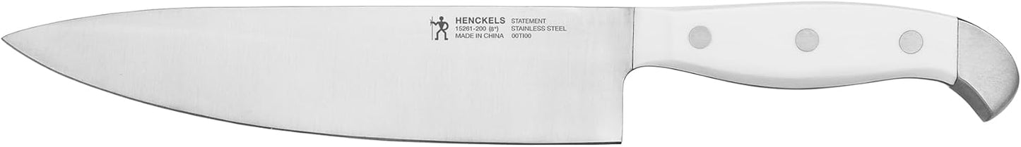 HENCKELS Statement 15Piece White-Handled Knife Block Set with Shears, Sharpening Steel - Dishwasher Safe, Ergonomic Handle