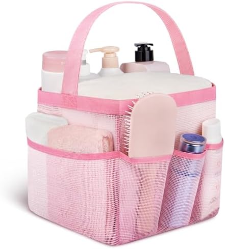 Attmu Mesh Shower Caddy Portable for College Dorm Room Essentials with 8 Pockets, Hanging Shower Caddy Basket Tote Bag Toiletry Accessories for Bathroom