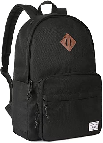 School Backpack, Kasqo 15.6 Inch Classic Lightweight Water-Resistant Backpack for Men Women Teens Girls Boys Kids to School, College, Travel, Work, Black