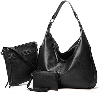 Ashioup Hobo Bags for Women Soft PU Leather Shoulder Bag Vintage Slouchy Handbag with Zipper