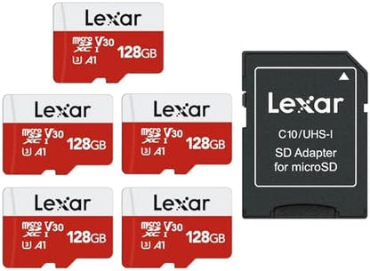 Lexar 128GB Micro SD Card, microSDXC UHS-I Flash Memory Card with Adapter - Up to 100MB/s, A1, U3, Class10, V30, High Speed TF Card