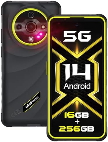5G Rugged Phone, Ulefone Armor X31 Pro Unlocked Smartphone, MTK Dimensity 6300 5G, 16GB+256GB, Android 14, 6.56” 120Hz, 64MP Main Cam., 25MP Night Vision Cam., 6050mAh, Google Lens, NFC - Black
