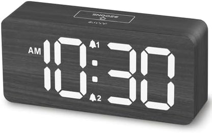 Purilite Select Wooden Digital Alarm Clock with Large LED Display