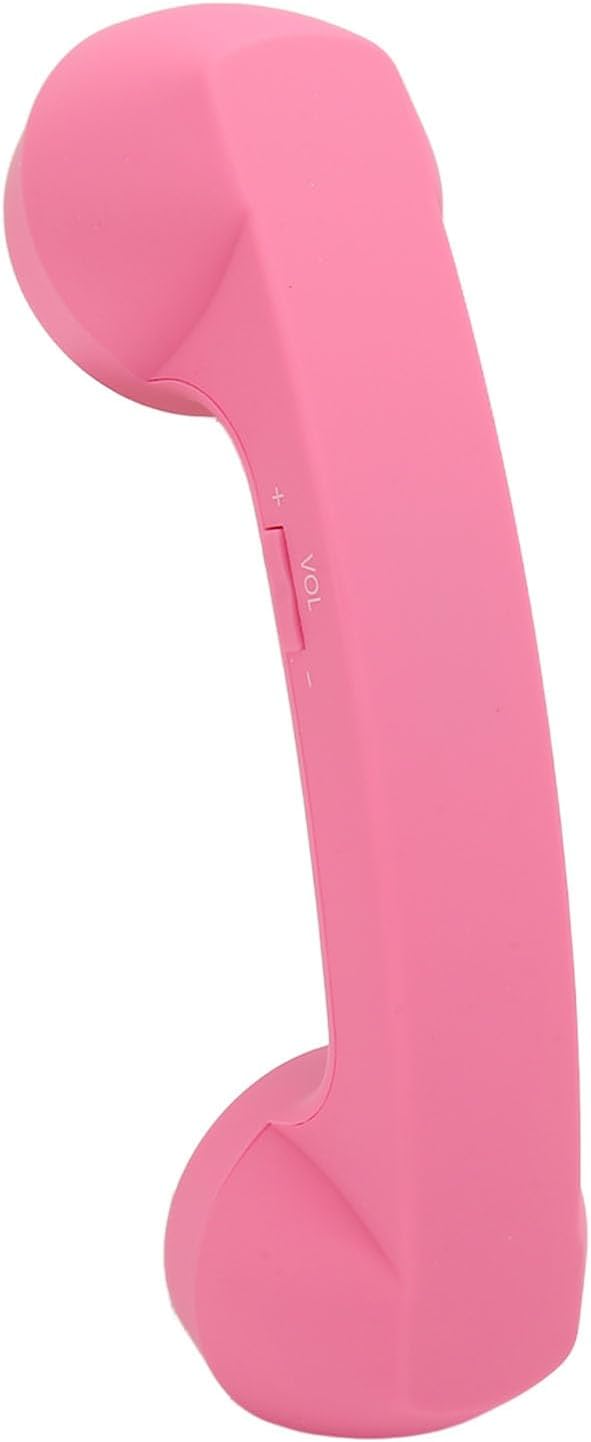 Qiilu Retro Telephone Handset for Mobile Phones - Rechargeable Radiation Proof Handset Receiver with USB Charging (Red)