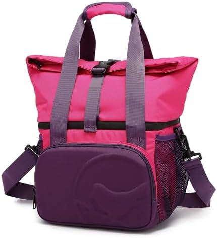 SUNNY BIRD Dual Compartment Lunch Bag Insulated Lunch Box for Women and Men (Green with Boho Strap)