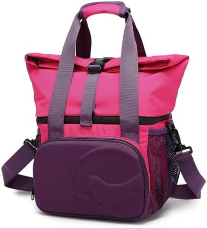 SUNNY BIRD Dual Compartment Lunch Bag Insulated Lunch Box for Women and Men (Green with Boho Strap)