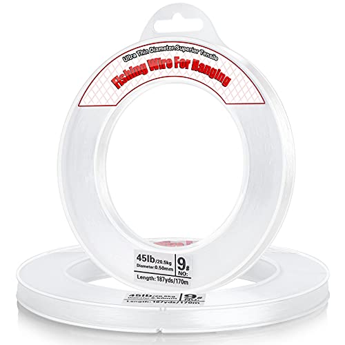 Clear Fishing Wire, Acejoz 656FT Fishing Line Clear Invisible Hanging Wire Strong Nylon String Supports 40 Pounds for Balloon Garland Hanging Decorations