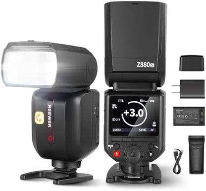 NEEWER Z880-C 2.4G 76Ws TTL Camera Flash Speedlite Compatible with Canon, Upgraded UI, Adjustable Modeling Lamp, TTL/M Quick Switch TCM Key, 1/8000s HSS 7.4V/2600mAh Battery 480 Full Power Flash