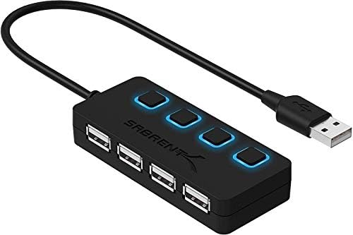 SABRENT USB hub, USB Adapter 2.0, 4 Port USB Extension with ON/Off switches, Multiple USB Splitter for SSD, PS4 PS5, PlayStation 5, Laptop, PC, Printer, MacBook, USB Stick, Notebook (HB-UMLS)