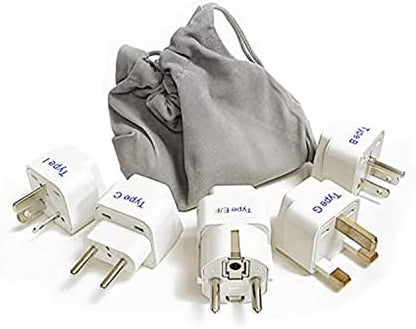 Ceptics Universal Travel Adapter kit, Dual USB (QC 3.0) + 2 US outlets + USB-C Cable, Use with Chargers, Cell Phones, Laptops, 6 Plug attachments for Worldwide use (Does Not Convert Voltage) (WPS-2B)