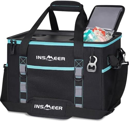 INSMEER Hard Top Soft Cooler with 2 Cup Holders, Large Foldable Cooler Bag - 40L/70 Cans, 100% Leakproof/Insulated/Portable Glaciere with Shoulder Strap for Travel, Beach, Camping, BBQ, Events