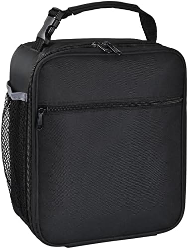 Insulated Lunch Bag, Leakproof Portable Lunch Box for Women Men Boys Girls, Large Capacity Cooler Bag with Handle and Bottle Pocket for Office School Camping Hiking Outdoor Beach Picnic (Black)