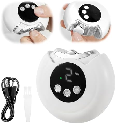 OneNine Electric Nail Clipper, Automatic Nail Trimmer with LED Light & 3 Speeds with Nail Scraps Storage, USB Rechargeable Safety Fingernail Trimmer for Baby, Children, Kids, Adult, Seniors (Champagne)