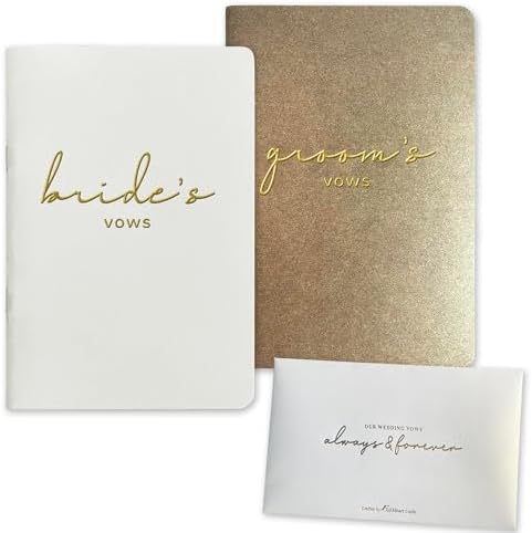 WeddingGiftsWedding Vow Books His and Hers Soft Touch Gold Foil Engraving Vow Books Wedding Essentials Wedding Accessories(TR-HH-Black)