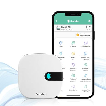 Sensibo Air PRO - Air Conditioner Smart Controller & Air Quality Sensor. Smart Thermostat for Mini Split, Window, Portable AC. Temp & Humidity Sensors. Google, Alexa, Siri & Apple HomeKit Compatible