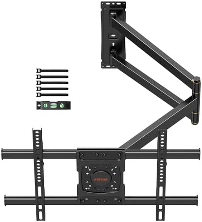 Corner TV Mount,Long Arm TV Wall Mount with 33inch Extension,Full Motion TV Wall Mount Swivel and Tilt Heavy Duty,90 Degree TV Mount,Fit 32-70''TV, Single Stud,Load 88lbs,Max VESA 600x400mm by WHYFONE