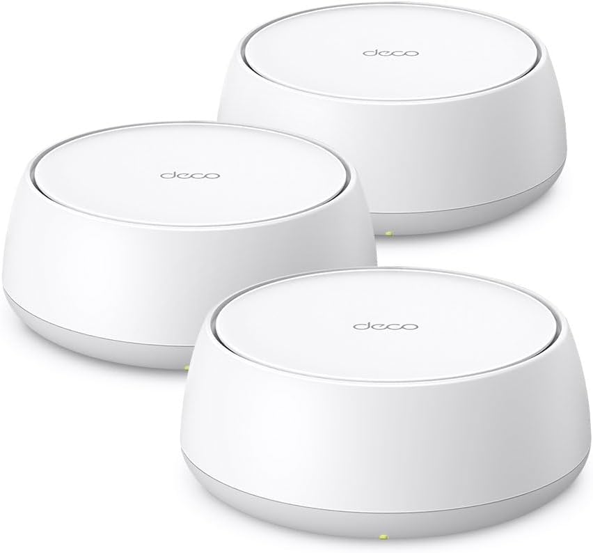 TP-Link Deco BE5000 Dual-Band WiFi 7 Mesh System (Deco BE25) – Supports 150+ Devices, 5GHz/2.4GHz, 2.5Gbps Ports, MLO, 4K-QAM, HomeShield Security, Universal Compatibility (3-Pack)