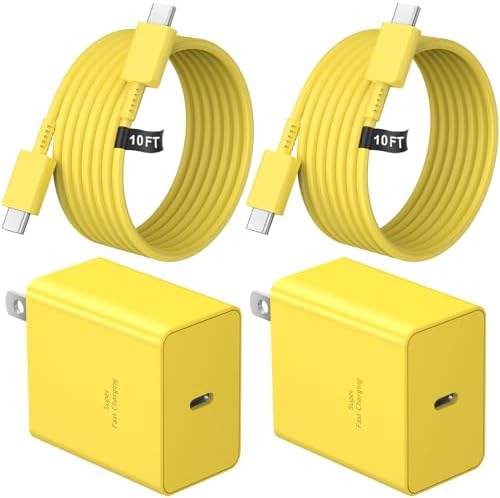 45W Super Fast Charger Type C, 2-Pack 45W USB C Charging Block with 10ft USB C to Type C Cables for Samsung Galaxy S25 S24+/UltraS23/S22/S21/S20/Note10/20 iPhone 16/15 Pro,Pro Max