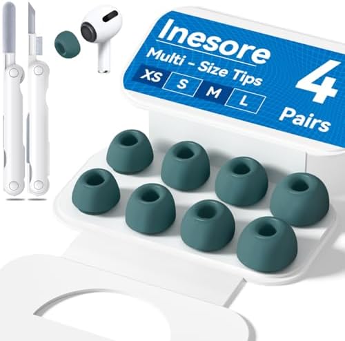 4 Pairs Replacement Ear Tips for AirPods Pro 2nd/1st Generation with Portable Storage Box & Cleaner Pen,Noise Reduction Holewith & Built-in dust Guard Screen,Silicone Ear Tips for AirPods Pro (White)