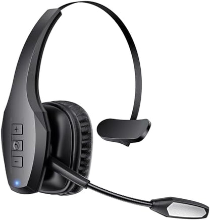 Bluetooth Headset with Microphone, Trucker Headset Bluetooth Wireless Noise Cancelling & Mute Button, 55 Hours Working Time Wireless On-Ear Headset