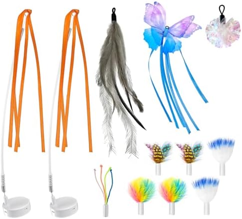 ORSDA Cat Toys Interactive, 4 in 1 Automatic Cat Toy, Hide and Seek, Whack a Mole, Magic Wand, Chasing Feather, with 4 Replacements, USB Rechargeable, for All Breed Sizes