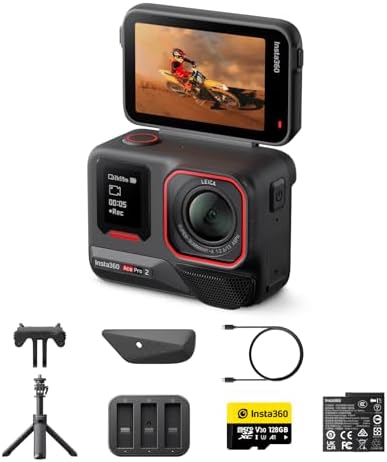 Insta360 Ace Pro 2 Standard Bundle - 8K Waterproof Action Camera Co-Engineered with Leica, 1/1.3" Sensor, Dual AI Chip, Leading Low Light, Superior Audio, Flip Screen & AI Editing for Vlogs