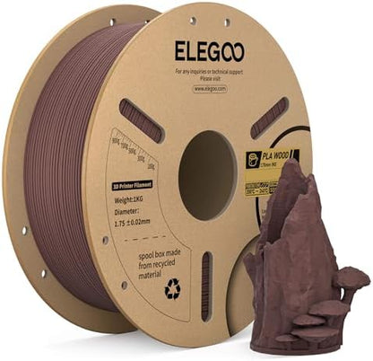ELEGOO PLA Filament 1.75mm Black 1KG,3D Printer Filament Dimensional Accuracy +/- 0.02mm,1kg Cardboard Spool(2.2lbs) 3D Printing Filament Fits for Most FDM 3D Printers