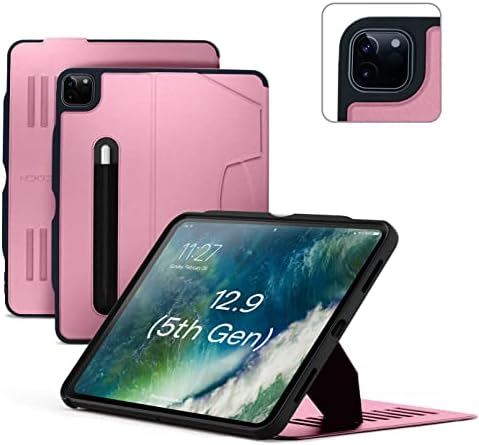 ZUGU iPad Pro 12.9 Case 2022/2021 6th & 5th Generation - Ultra Slim Protective Cover - Wireless Apple Pencil Charging - Convenient 10-Angle Magnetic Stand & Auto Sleep/Wake [ Black ]