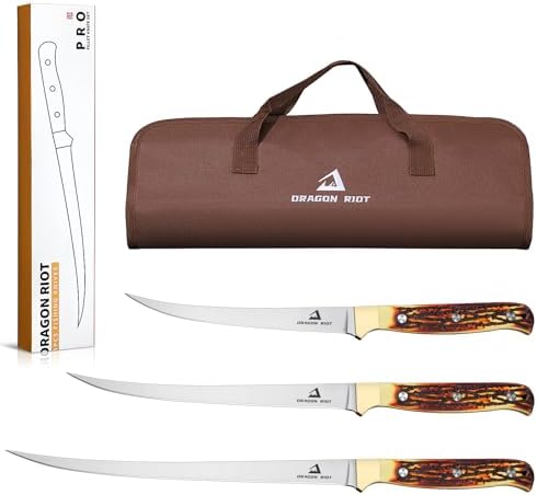 DRAGON RIOT Fillet Knife 7.5 inch Professional Boning Knife for Filleting Japanese Stainless Steel Fish Knife with Ergonomic Handle Super Sharp Fish Filleting Knife for Meat Poultry Cutting