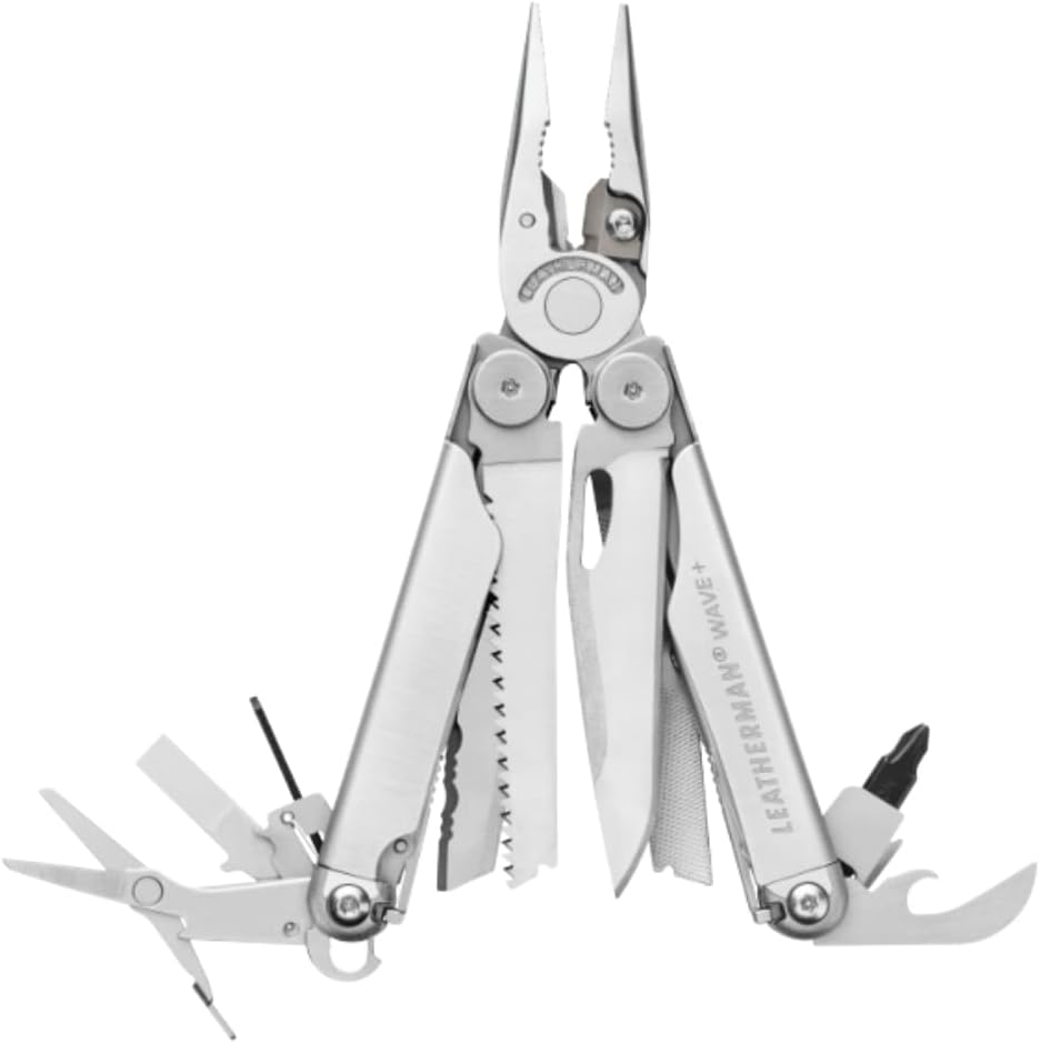 LEATHERMAN Wave+ 18-in-1 Full-Size Multi-Tool – Stainless Steel EDC Tool for DIY, Home Repair, Garden & Outdoor Use – Compact, Durable, Everyday Carry Multitool - PuriLite