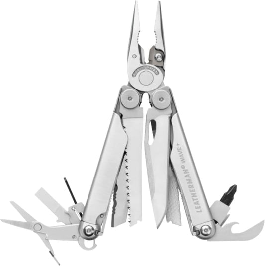LEATHERMAN Wave+ 18-in-1 Full-Size Multi-Tool – Stainless Steel EDC Tool for DIY, Home Repair, Garden & Outdoor Use – Compact, Durable, Everyday Carry Multitool - PuriLite