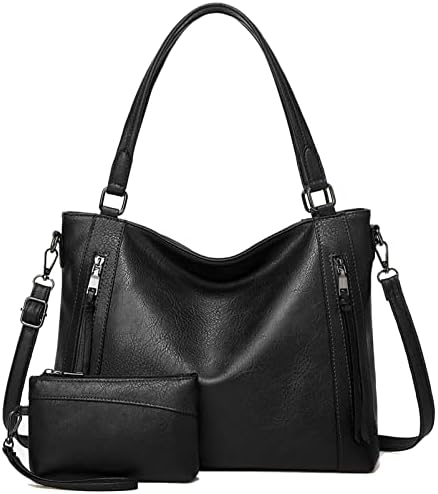 Hobo Bags for Women Handbags Purse Ladies Boho Shoulder Bag Crossbody Purses PU Leather Brown 2PCS