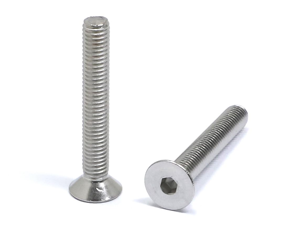 iexcell 5 Pcs M8 x 80mm Thread Pitch 1.25 mm Stainless Steel 304 Hex Socket Flat Head Cap Screws Bolts Kit