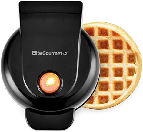Elite Gourmet EWM015M Electric Nonstick Mini Waffle Maker, Belgian Waffles, Compact Design, Hash Browns, Keto, Snacks, Sandwich, Eggs, Easy to Clean, Mint