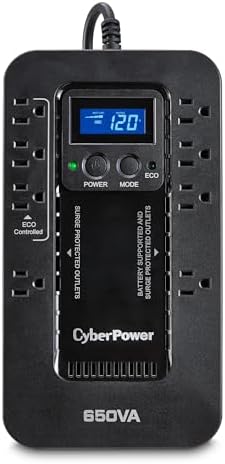 CyberPower EC850LCD Ecologic Battery Backup & Surge Protector UPS System, 850VA/510W, 12 Outlets, ECO Mode, Compact, Uninterruptible Power Supply