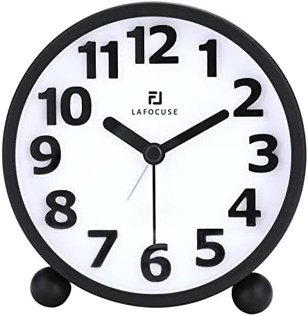 Lafocuse 4 Inch Silent Alarm Clock, Analog Alarm Clocks Non Ticking for Bedrooms Bedside Desk Table with Night Light and Snooze Function