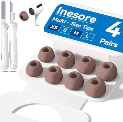 4 Pairs Replacement Ear Tips for AirPods Pro 2nd/1st Generation with Portable Storage Box & Cleaner Pen,Noise Reduction Holewith & Built-in dust Guard Screen,Silicone Ear Tips for AirPods Pro (White)