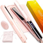 ANGENIL Pro Titanium Flat Iron Hair Straightener, Dual Voltage Straightening and Curling Iron in One, 15s Fast Heating, Negative Ion Round Pink Hair Straightener with Heat Resistant Silicone Mat Pad
