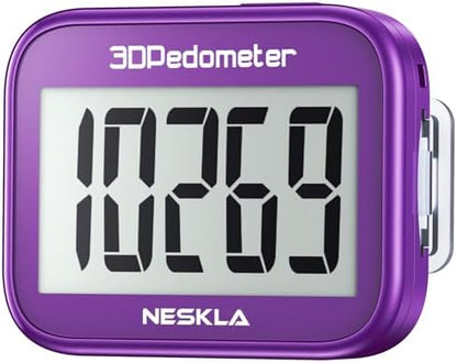 3D Pedometer for Walking, Simple Step Counter with Large Digital Display, Step Tracker with Removable Clip Lanyard, Accurately Track Steps for Men Women Kids Adults Seniors