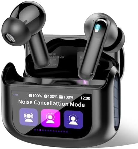 Wireless Earbuds, Bluetooth 5.4 Ear Buds with Multifunctional Touch Screen, 48H HiFi Stereo Headphones, ANC/ENC Noise Cancelling Mic, IPX7 Bluetooth Earbuds with 5 EQ Modes, in Ear Earphones, Black