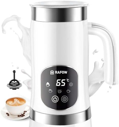 Milk Frother Electric Steamer: 4-in-1 Automatic Magnetic Foamer with Hot Foam Cold Froth for Cappuccino Latte Matcha - 250ml Large Capacity Milk Warmer Chocolate Heater Stainless Steel