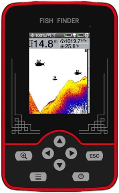 Wireless Fish Finder 60m Depth Detection Real-Time Sonar Anti Interference 433MHz 105° Sonar Angle Color Screen Metric British Units Rechargeable for Anglers Boats Ice Fishing