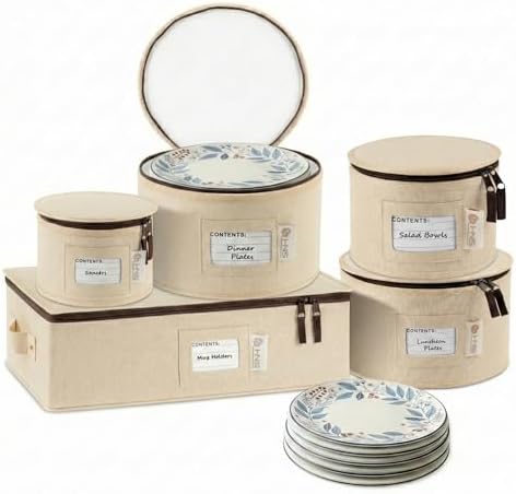 Hard Shell China Storage Containers | Dish Storage Boxes | Moving Storage Containers | Dinnerware Organizer Set | Seasonal Storage Solutions - PuriLite