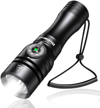 Wurkkos DL02 Scuba Diving Flashlight, Max 3000Lumen, 496M Long Range, 100M Underwater, Power Indicator, 3 Lighting Modes, Submarine Light for Deep Sea Cave